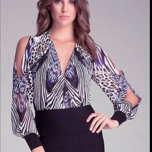 Bebe multi print  wrap bodysuit